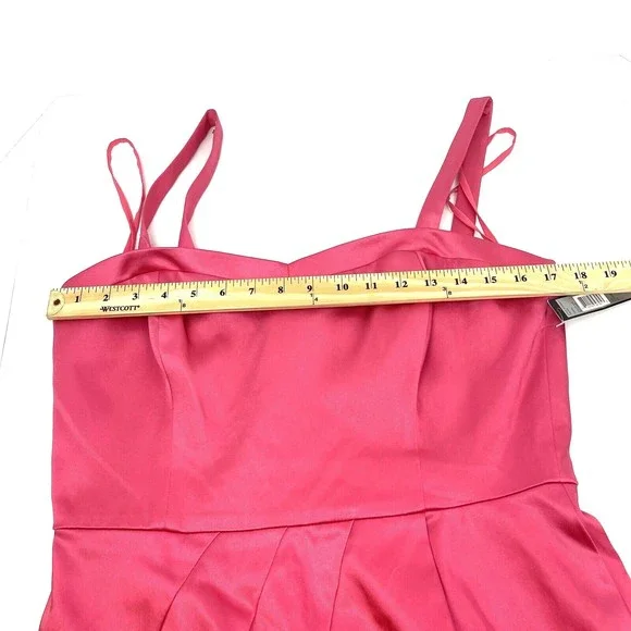 Tahari Pink Satin Dress Womens Size 10‎ NWT Spaghetti Strap Barbiecore Dress D52 - Picture 7 of 14